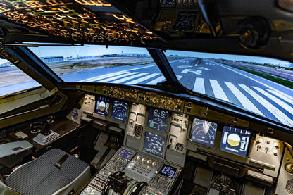 Flugsimulator auf der Startbahn
